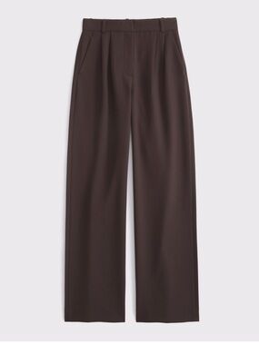 NWT Abercrombie Sloane Tailored Wide Leg Pants - Dark Coffee | 24 Regular
